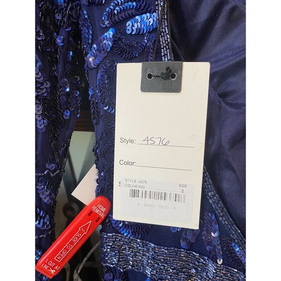 Mac Duggal 4576 Sequin Bell Sleeve Gown Blue Women's Size 2 - Picture 12 of 16